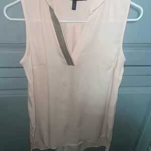 White House Black Market Tunic Top size 0 Sleevless V-Neck Pink